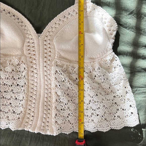 Zara Crochet Knit Peplum Tank – Off White | Size Small - Picture 7 of 7
